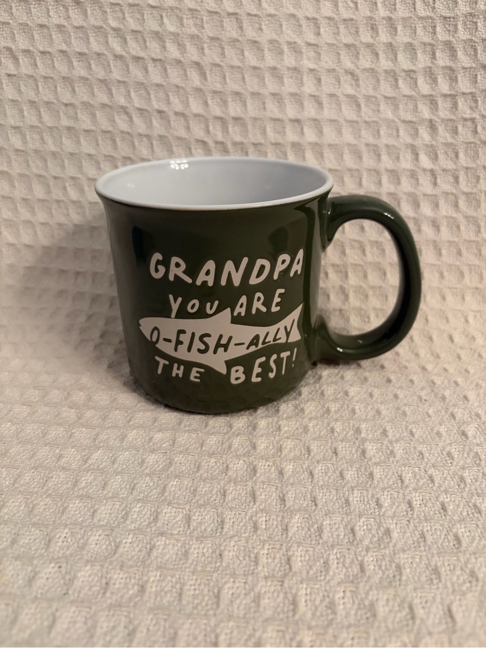Eccolo Grandpa 'O-Fish-Ally The Best' Green/White Interior Oversized Ceramic Mug